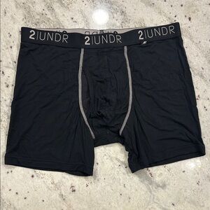 2 UNDR men’s Large boxer bird underwear black 3”